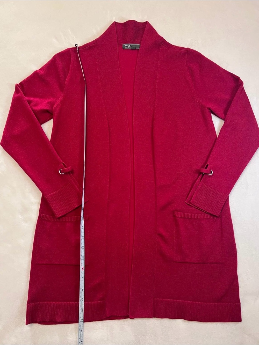 89th & Madison Cherry-Red Open Front Cardigan
